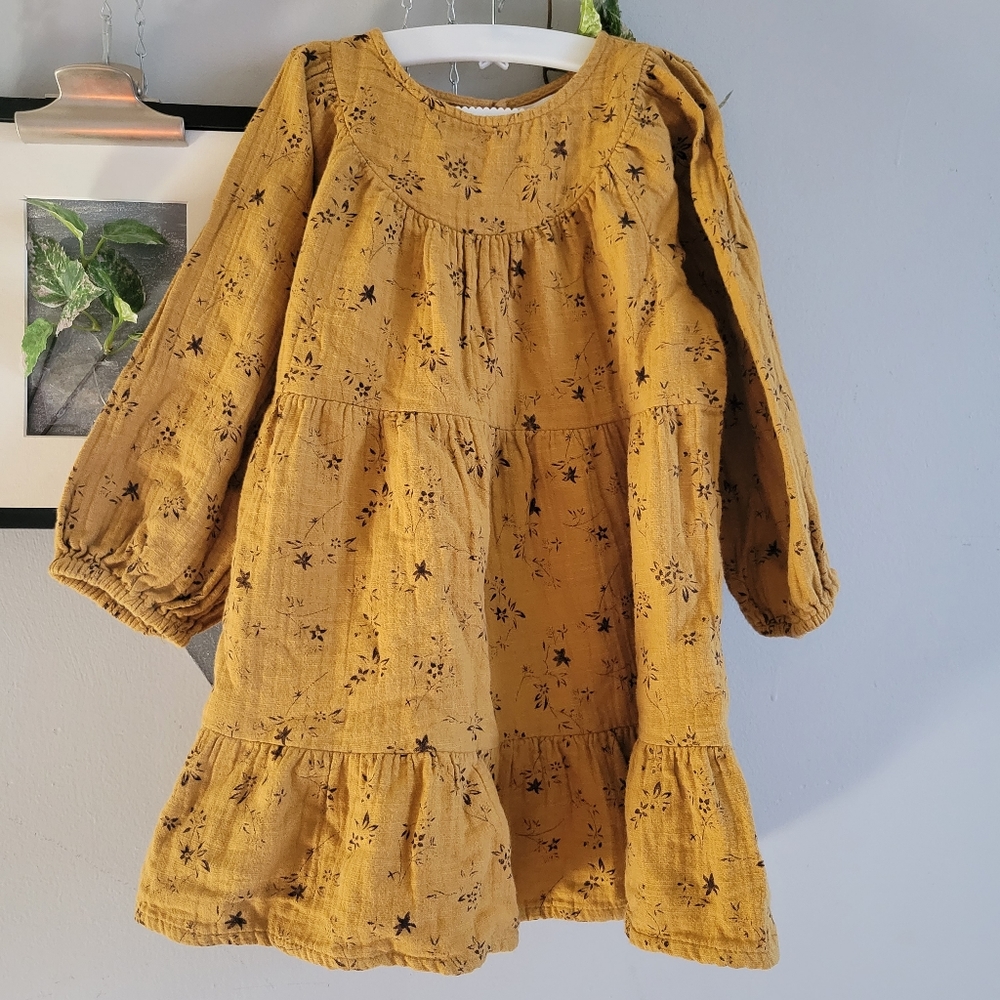 Zara Girl's Floral Print Fall Textured Long Sleeve Dress 4-5 YEARS - Picture 3 of 12